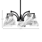 Easton Five Light Chandelier in Matte Black & Brushed Nickel with 6.25" Onyx Swirl Shade