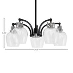 Easton Five Light Chandelier in Matte Black & Brushed Nickel with 6" Clear Bubble Shade