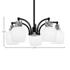 Easton Five Light Chandelier in Matte Black & Brushed Nickel with 6" White Marble Shade