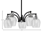 Easton Five Light Chandelier in Matte Black & Brushed Nickel with 6" Smoke Bubble Shade