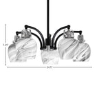 Easton Five Light Chandelier in Matte Black & Brushed Nickel with 6" Onyx Swirl Shade