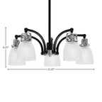 Easton Five Light Chandelier in Matte Black & Brushed Nickel with 5" Clear Ribbed Shade