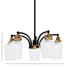 Easton Five Light Chandelier in Matte Black & Brass with 5" Clear Textured Shade