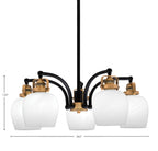 Easton Five Light Chandelier in Matte Black & Brass with 6" White Marble Shade