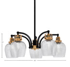 Easton Five Light Chandelier in Matte Black & Brass with 6" Smoke Bubble Shade