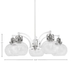 Easton Five Light Chandelier in White & Brushed Nickel with 7" Clear Bubble Shade