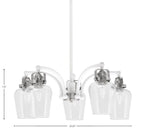 Easton Five Light Chandelier in White & Brushed Nickel with 5" Clear Bubble Shade