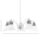 Easton Five Light Chandelier in White & Brushed Nickel with 7" White Muslin Shade