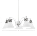 Easton Five Light Chandelier in White & Brushed Nickel with 7" White Muslin Shade