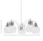Easton Five Light Chandelier in White & Brushed Nickel with 75" Clear Bubble Shade