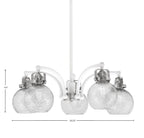 Easton Five Light Chandelier in White & Brushed Nickel with 75" Smoke Bubble Shade