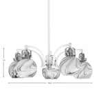 Easton Five Light Chandelier in White & Brushed Nickel with 75" Onyx Swirl Shade