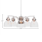 Easton Five Light Chandelier in White & Brushed Nickel with 6" Clear Bubble Shade