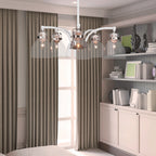 Easton Five Light Chandelier in White & Brushed Nickel with 6" Clear Bubble Shade