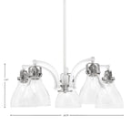 Easton Five Light Chandelier in White & Brushed Nickel with 25" Clear Bubble Shade