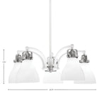 Easton Five Light Chandelier in White & Brushed Nickel with 25" White Marble Shade
