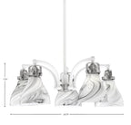 Easton Five Light Chandelier in White & Brushed Nickel with 25" Onyx Swirl Shade