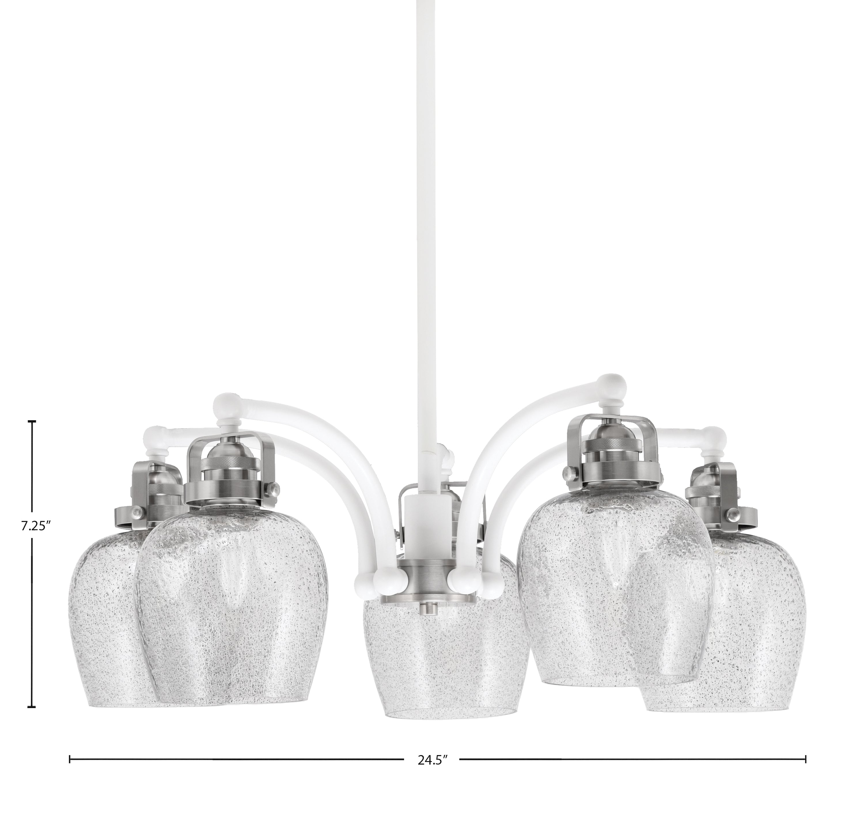 Easton Five Light Chandelier in White & Brushed Nickel with 6" Smoke Bubble Shade