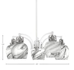 Easton Five Light Chandelier in White & Brushed Nickel with 6" Onyx Swirl Shade