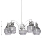 Easton Five Light Chandelier in White & Brushed Nickel with 6" Smoke Ribbed Shade