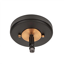 Easton Five Light Chandelier in Matte Black & Brass with 6" Clear Ribbed Shade