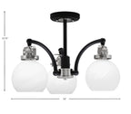 Easton Three Light Semi-Flush Mount in Matte Black & Brushed Nickel with 75" White Marble Shade