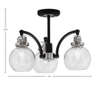 Easton Three Light Semi-Flush Mount in Matte Black & Brushed Nickel with 75" Smoke Bubble Shade
