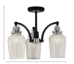 Easton Three Light Semi-Flush Mount in Matte Black & Brushed Nickel with 5" Silver Textured Shade