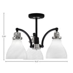 Easton Three Light Semi-Flush Mount in Matte Black & Brushed Nickel with 25" White Marble Shade