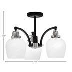 Easton Three Light Semi-Flush Mount in Matte Black & Brushed Nickel with 6" White Marble Shade