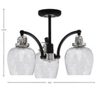 Easton Three Light Semi-Flush Mount in Matte Black & Brushed Nickel with 6" Smoke Bubble Shade