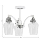 Easton Three Light Semi-Flush Mount in White & Brushed Nickel with 5" Clear Bubble Shade