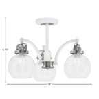Easton Three Light Semi-Flush Mount in White & Brushed Nickel with 75" Clear Bubble Shade