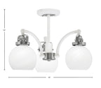 Easton Three Light Semi-Flush Mount in White & Brushed Nickel with 75" White Marble Shade
