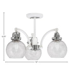 Easton Three Light Semi-Flush Mount in White & Brushed Nickel with 75" Smoke Bubble Shade