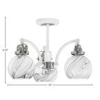 Easton Three Light Semi-Flush Mount in White & Brushed Nickel with 75" Onyx Swirl Shade
