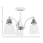 Easton Three Light Semi-Flush Mount in White & Brushed Nickel with 4.5" Square Clear Bubble Shade