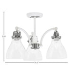 Easton Three Light Semi-Flush Mount in White & Brushed Nickel with 25" Clear Bubble Shade