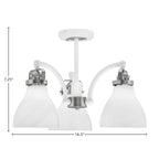 Easton Three Light Semi-Flush Mount in White & Brushed Nickel with 25" White Marble Shade