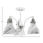 Easton Three Light Semi-Flush Mount in White & Brushed Nickel with 25" Onyx Swirl Shade