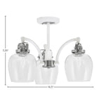 Easton Three Light Semi-Flush Mount in White & Brushed Nickel with 6" Clear Bubble Shade