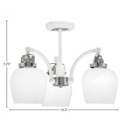 Easton Three Light Semi-Flush Mount in White & Brushed Nickel with 6" White Marble Shade