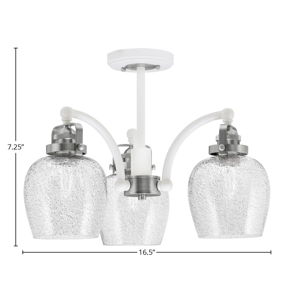 Easton Three Light Semi-Flush Mount in White & Brushed Nickel with 6" Smoke Bubble Shade