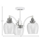 Easton Three Light Semi-Flush Mount in White & Brushed Nickel with 6" Smoke Bubble Shade