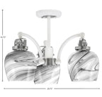Easton Three Light Semi-Flush Mount in White & Brushed Nickel with 6" Onyx Swirl Shade