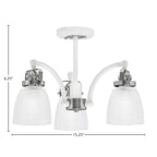 Easton Three Light Semi-Flush Mount in White & Brushed Nickel with 5" Clear Ribbed Shade