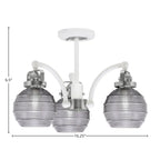 Easton Three Light Semi-Flush Mount in White & Brushed Nickel with 6" Smoke Ribbed Shade