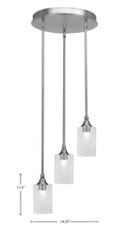 Empire Three Light Cluster Pendalier in Brushed Nickel with 4" Clear Bubble Shade