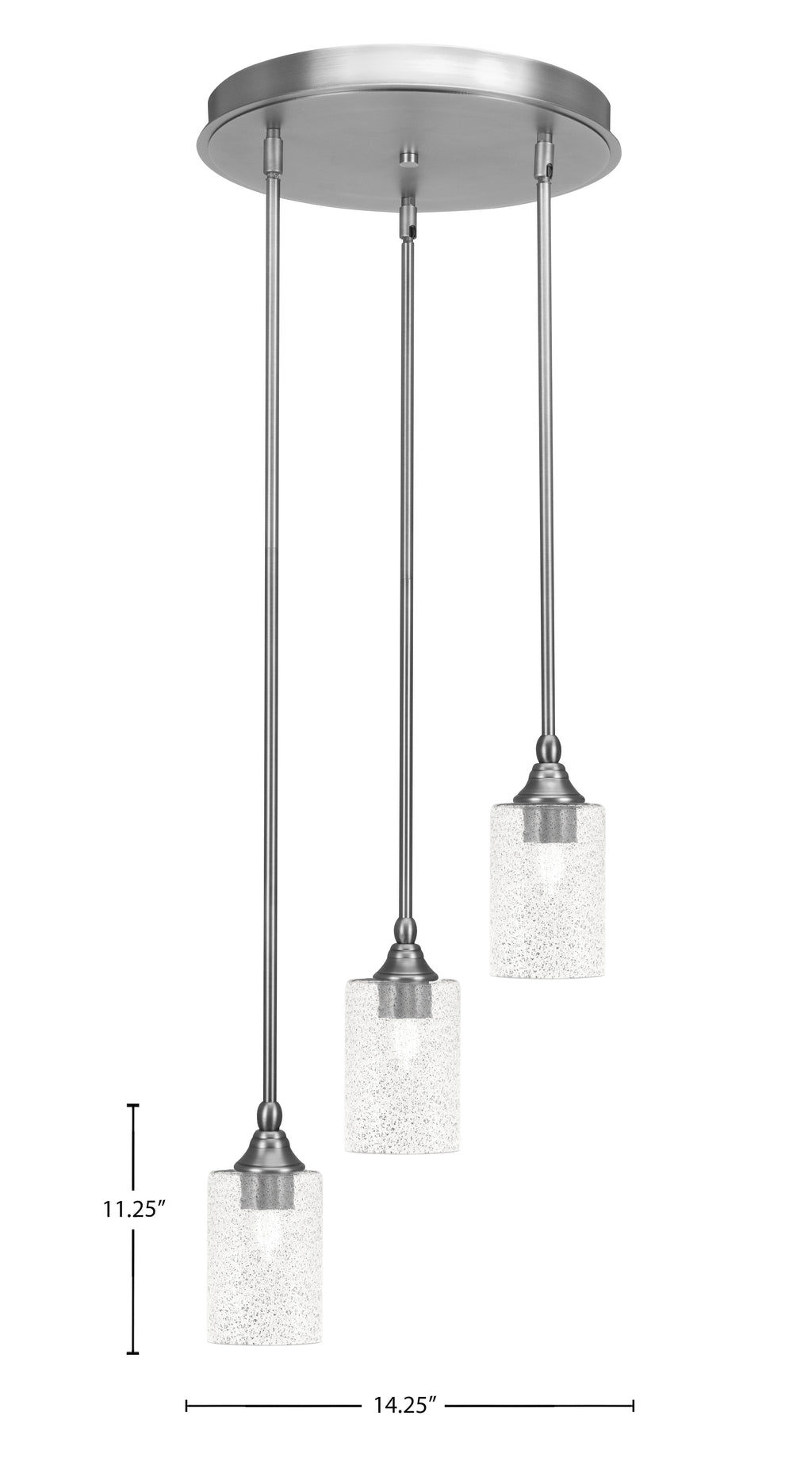 Empire Three Light Cluster Pendalier in Brushed Nickel with 4" Smoke Bubble Shade