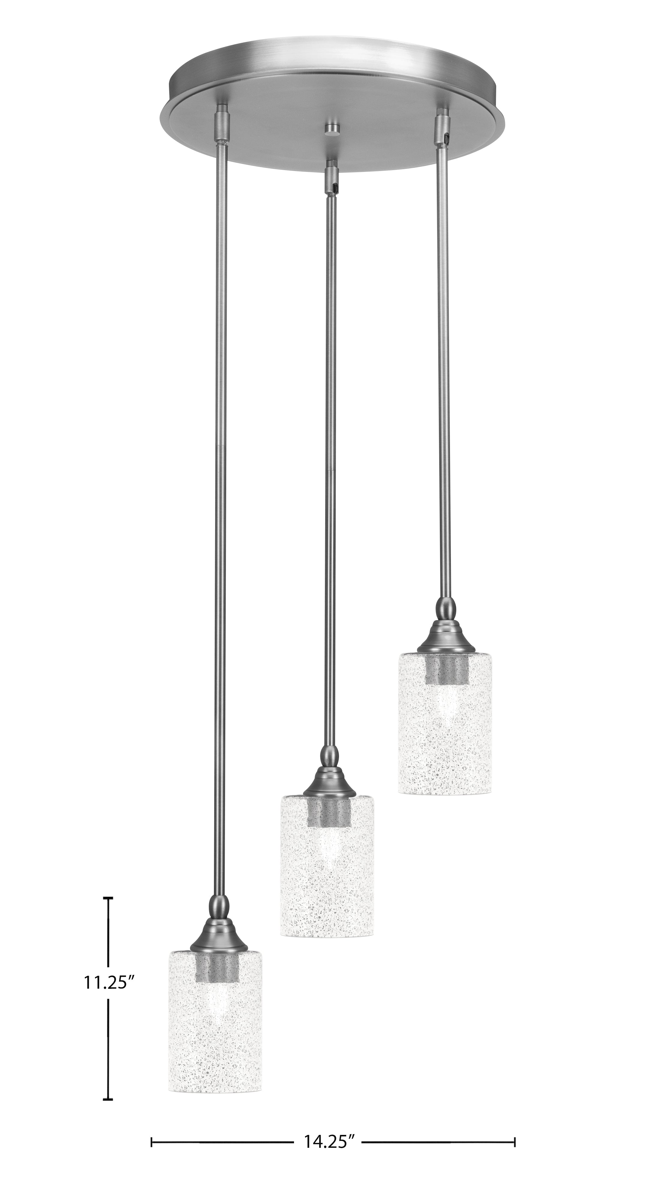 Empire Three Light Cluster Pendalier in Brushed Nickel with 4" Smoke Bubble Shade